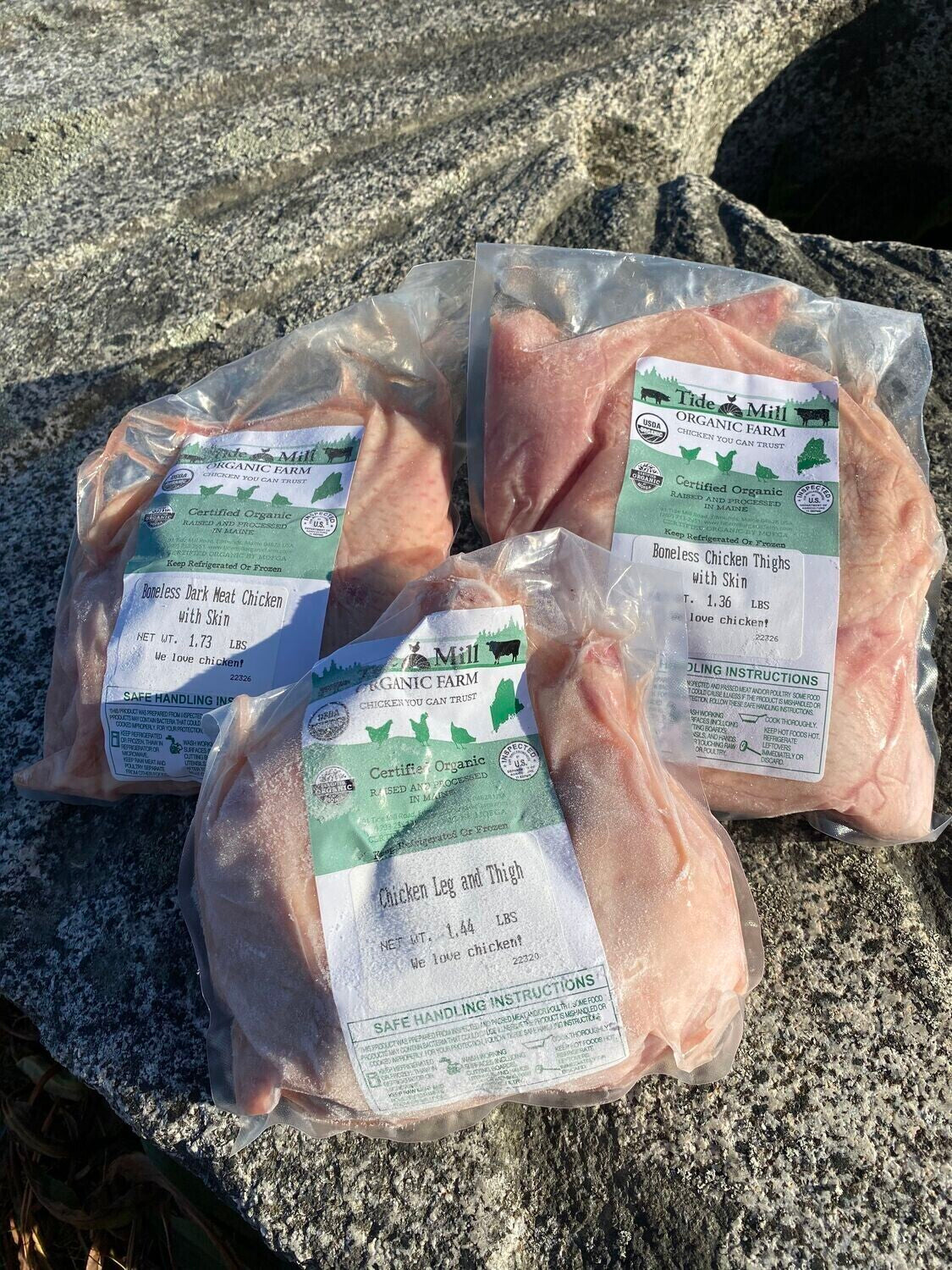 Packages of Organic Dark Meat Chicken